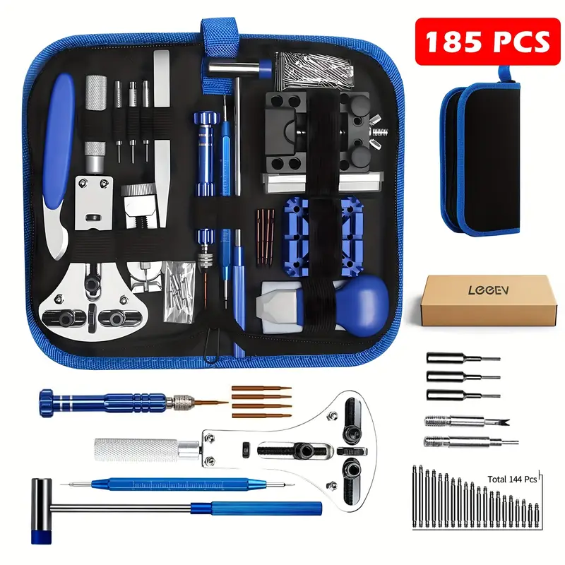 LEEEV 185-delige Horloge Reparatieset – Inclusief Batterij- & Bandverwijder Gereedschap met Draagtas
