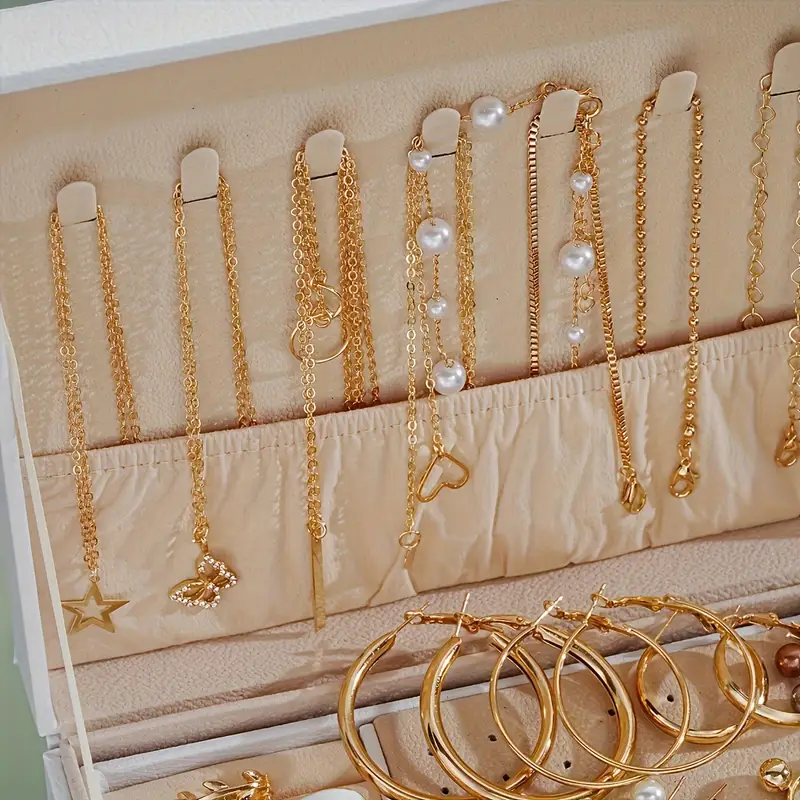 86-delige Elegante Sieradenset – Goudkleurige Kettingen, Oorbellen & Ringen