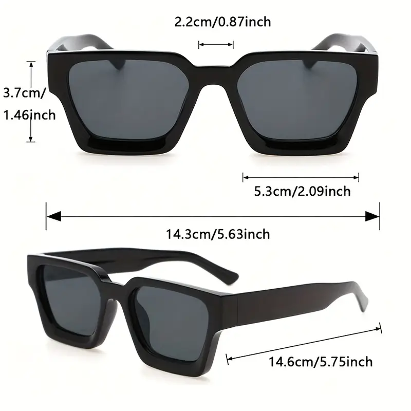 6st Unisex Mode Bril – Vierkant Montuur, PC Materiaal, Stijlvol & Veelzijdig