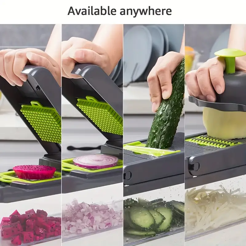 16-delige Multifunctionele Keukengereedschapset – Inclusief Groentehakker, Snijder & Rasp met Containers
