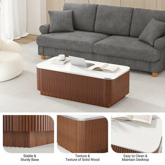 Koffietafel met Opbergruimte – 100 cm, in mid-century modern stijl. Perfect voor de woonkamer.