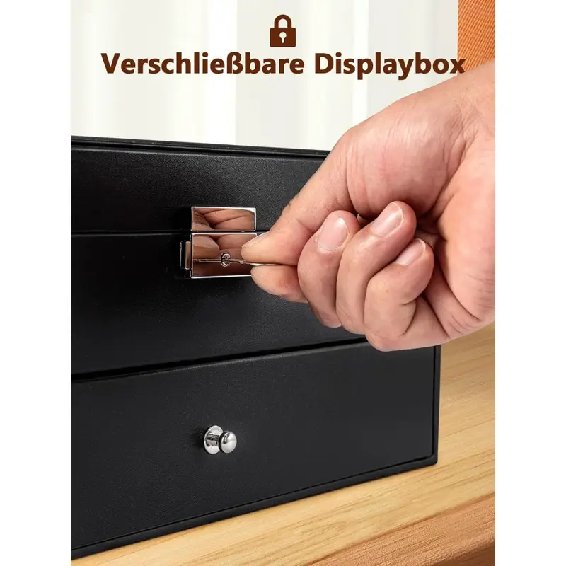 Brillenbox mit 8 Fächern – Kunstleder Aufbewahrungskoffer mit Sichtfenster