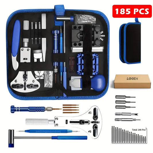 LEEEV 185-delige Horloge Reparatieset – Inclusief Batterij- & Bandverwijder Gereedschap met Draagtas