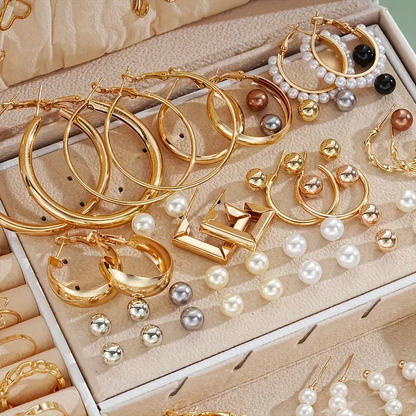 86-delige Elegante Sieradenset – Goudkleurige Kettingen, Oorbellen & Ringen